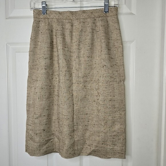 Talbots Petite linen wool blend tan tweed‎ lined back zip womens 2 petite - Picture 1 of 6